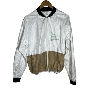 Vintage Tyjax Jacket Mens Large White Tan Zip Windbreaker Catalina Challenge 80s